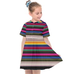 Horizontal Lines Colorful Kids  Sailor Dress by Pakjumat