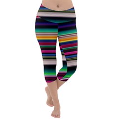 Horizontal Lines Colorful Lightweight Velour Capri Yoga Leggings by Pakjumat