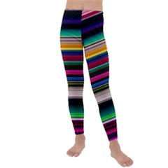 Horizontal Lines Colorful Kids  Lightweight Velour Leggings by Pakjumat