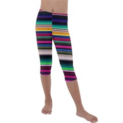 Horizontal Lines Colorful Kids  Lightweight Velour Capri Leggings  by Pakjumat