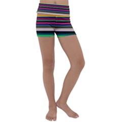 Horizontal Lines Colorful Kids  Lightweight Velour Yoga Shorts by Pakjumat