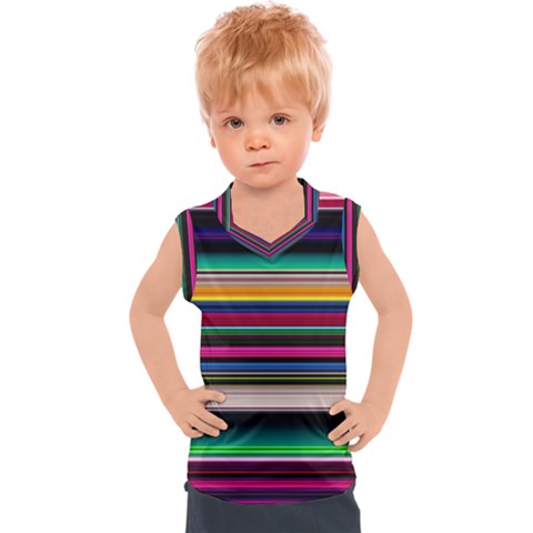 Horizontal Lines Colorful Kids  Sport Tank Top by Pakjumat