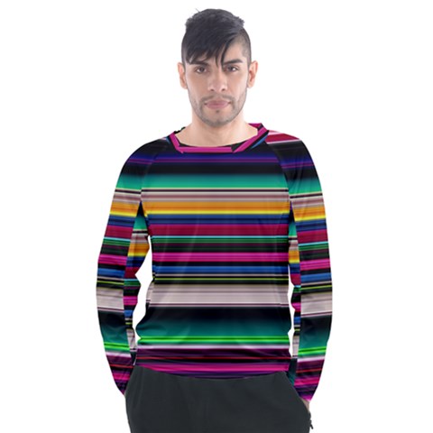 Horizontal Lines Colorful Men s Long Sleeve Raglan T-shirt by Pakjumat