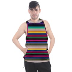 Horizontal Lines Colorful Men s Sleeveless Hoodie by Pakjumat