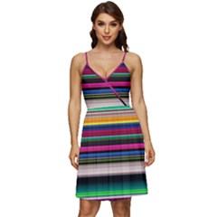 Horizontal Lines Colorful V-neck Pocket Summer Dress  by Pakjumat