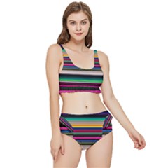 Horizontal Lines Colorful Frilly Bikini Set by Pakjumat