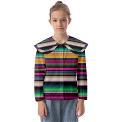 Horizontal Lines Colorful Kids  Peter Pan Collar Blouse by Pakjumat