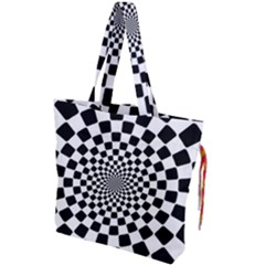 Geomtric Pattern Illusion Shapes Drawstring Tote Bag by Pakjumat