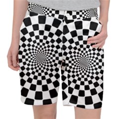 Geomtric Pattern Illusion Shapes Women s Pocket Shorts by Pakjumat