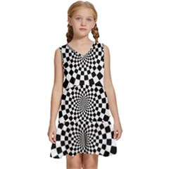 Geomtric Pattern Illusion Shapes Kids  Sleeveless Tiered Mini Dress by Pakjumat