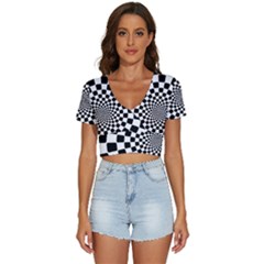 Geomtric Pattern Illusion Shapes V-neck Crop Top by Pakjumat