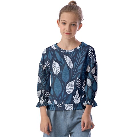 Pattern Flower Texture Kids  Cuff Sleeve Top by Pakjumat