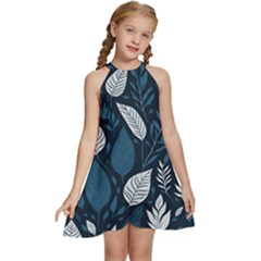 Pattern Flower Texture Kids  Halter Collar Waist Tie Chiffon Dress by Pakjumat