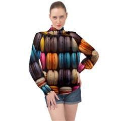 Macaroon Sweet Treat High Neck Long Sleeve Chiffon Top by Pakjumat