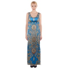 Flower Mandala Pattern Thigh Split Maxi Dress by Pakjumat