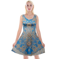 Flower Mandala Pattern Reversible Velvet Sleeveless Dress by Pakjumat