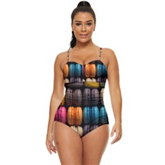 Macaroon Sweet Treat Retro Full Coverage Swimsuit by Pakjumat