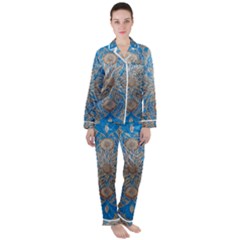 Flower Mandala Pattern Women s Long Sleeve Satin Pajamas Set	