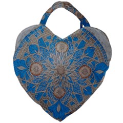 Flower Mandala Pattern Giant Heart Shaped Tote by Pakjumat