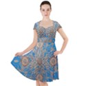 Flower Mandala Pattern Cap Sleeve Midi Dress View1