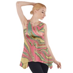 Pattern Glitter Pastel Layer Side Drop Tank Tunic by Pakjumat