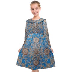 Flower Mandala Pattern Kids  Midi Sailor Dress by Pakjumat