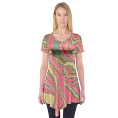 Pattern Glitter Pastel Layer Short Sleeve Tunic  by Pakjumat