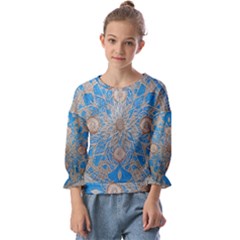 Flower Mandala Pattern Kids  Cuff Sleeve Top