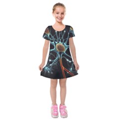 Organism Neon Science Kids  Short Sleeve Velvet Dress by Pakjumat