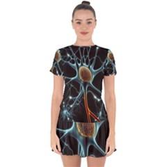 Organism Neon Science Drop Hem Mini Chiffon Dress by Pakjumat