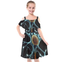 Organism Neon Science Kids  Cut Out Shoulders Chiffon Dress by Pakjumat