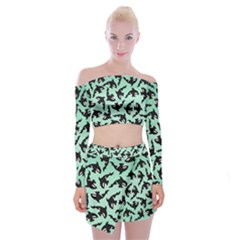 Orca Killer Whale Fish Off Shoulder Top With Mini Skirt Set by Pakjumat