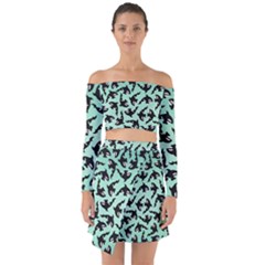 Orca Killer Whale Fish Off Shoulder Top With Skirt Set by Pakjumat