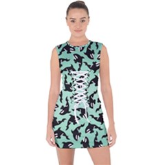 Orca Killer Whale Fish Lace Up Front Bodycon Dress by Pakjumat