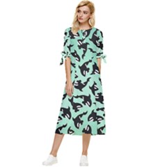 Orca Killer Whale Fish Bow Sleeve Chiffon Midi Dress