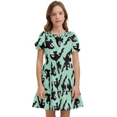 Orca Killer Whale Fish Kids  Puff Sleeved Dress by Pakjumat