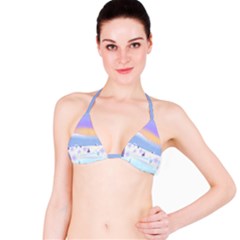 Vector Winter Landscape Sunset Evening Snow Classic Bikini Top by Pakjumat