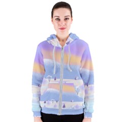 Vector Winter Landscape Sunset Evening Snow Women s Zipper Hoodie by Pakjumat