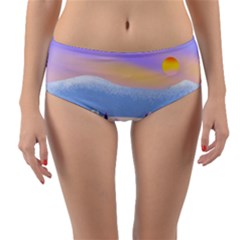 Vector Winter Landscape Sunset Evening Snow Reversible Mid-waist Bikini Bottoms by Pakjumat