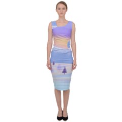 Vector Winter Landscape Sunset Evening Snow Sleeveless Pencil Dress by Pakjumat