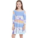 Vector Winter Landscape Sunset Evening Snow Kids  Quarter Sleeve Skater Dress View1