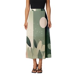 Spring Floral Plants Foliage Minimal Minimalist Classic Midi Chiffon Skirt by Pakjumat