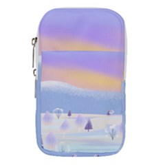 Vector Winter Landscape Sunset Evening Snow Waist Pouch (small) by Pakjumat