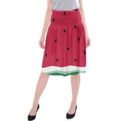 Minimalist Summer Watermelon Wallpaper Midi Beach Skirt by Pakjumat