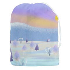 Vector Winter Landscape Sunset Evening Snow Drawstring Pouch (3xl) by Pakjumat