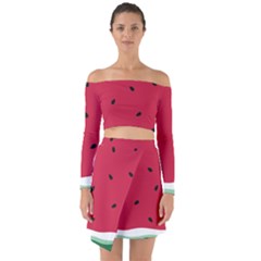 Minimalist Summer Watermelon Wallpaper Off Shoulder Top With Skirt Set by Pakjumat