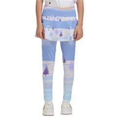 Vector Winter Landscape Sunset Evening Snow Kids  Skirted Pants