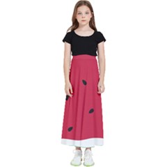 Minimalist Summer Watermelon Wallpaper Kids  Flared Maxi Skirt by Pakjumat