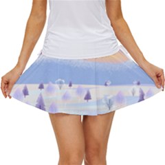 Vector Winter Landscape Sunset Evening Snow Women s Skort