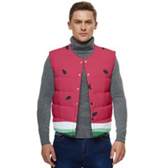 Minimalist Summer Watermelon Wallpaper Men s Button Up Puffer Vest	